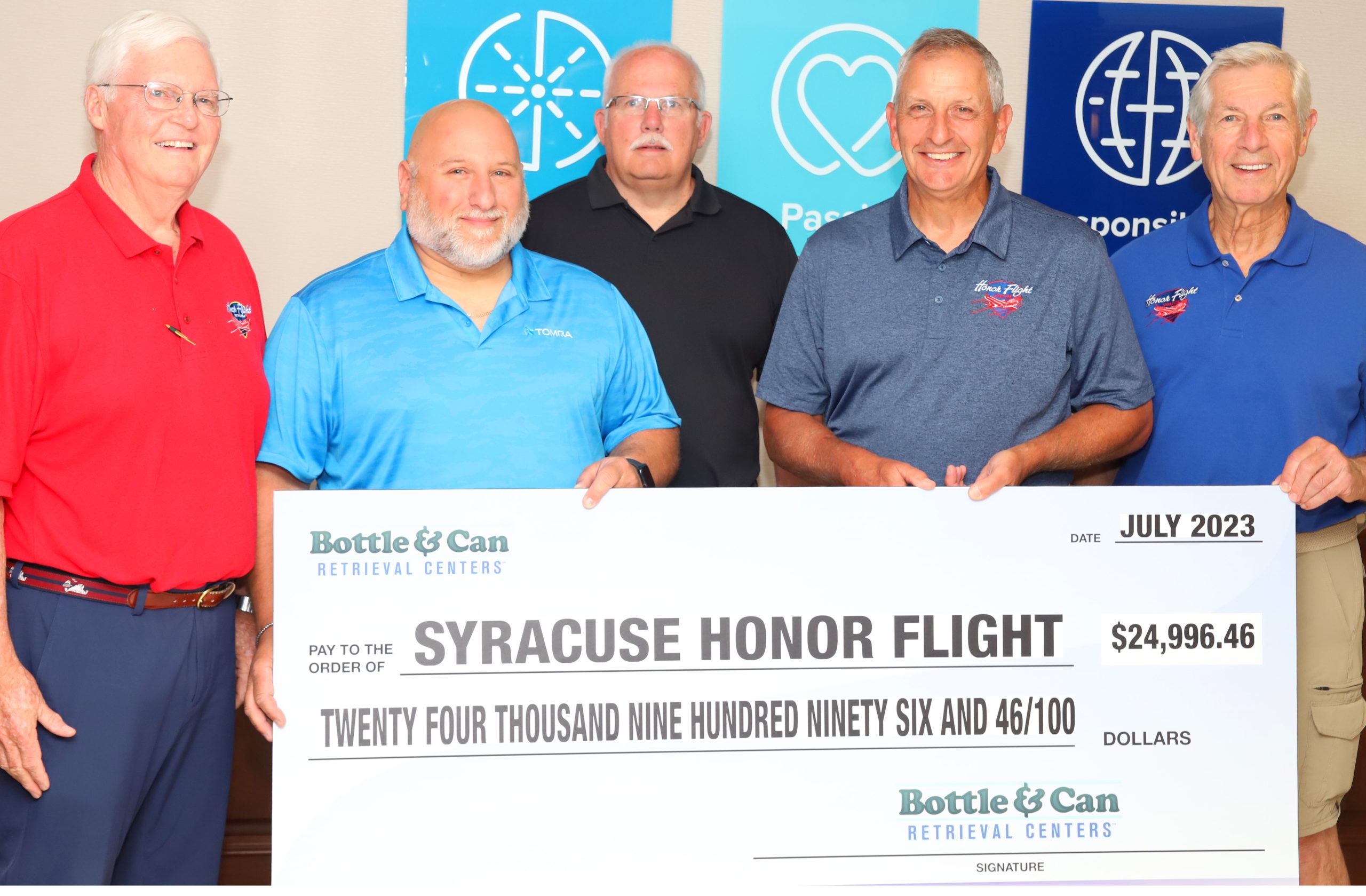 Honor Flight Syracuse accepts one of the largest single fundraising gifts in its 11-year history!